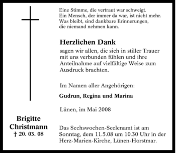 Traueranzeige von Brigitte Christmann von Tageszeitung