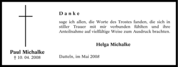 Traueranzeige von Paul Michalke von Tageszeitung