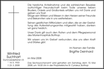 Traueranzeige von Winfried Suchhart von Tageszeitung