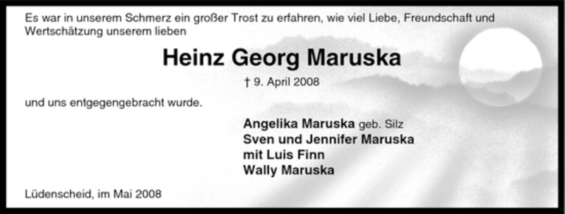  Traueranzeige für Heinz Georg Maruska vom 09.05.2008 aus Tageszeitung