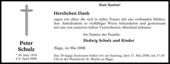 Traueranzeige von Peter Schulz von Tageszeitung