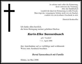 Traueranzeige von Karin-Elke Sannenbusch von Tageszeitung
