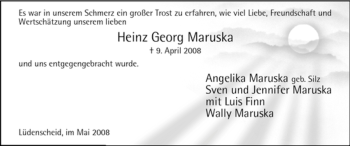 Traueranzeige von Heinz Georg Maruska von Tageszeitung