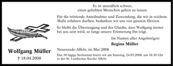 Traueranzeige von Wolfgang Müller von Tageszeitung