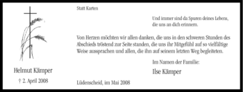 Traueranzeige von Helmut Kämper von Tageszeitung