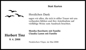 Traueranzeige von Herbert Tinz von Tageszeitung