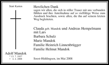 Traueranzeige von Adolf Mandok von Tageszeitung