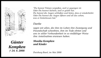 Traueranzeige von Günter Kempken von Tageszeitung