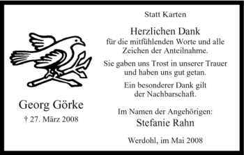 Traueranzeige von Georg Görke von Tageszeitung
