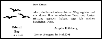 Traueranzeige von Erhard Bey von Tageszeitung
