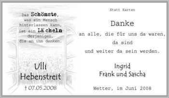 Traueranzeige von Ulli Hebenstreit von Tageszeitung
