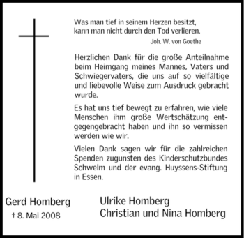 Traueranzeige von Gerd Homberg von Tageszeitung