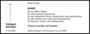 Traueranzeige von Edelgard Schreiber von Tageszeitung