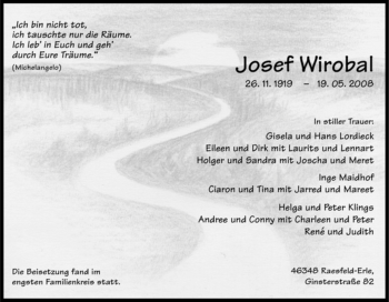 Traueranzeige von Josef Wirobal von Tageszeitung