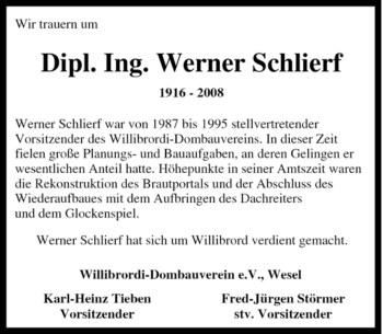 Traueranzeige von Werner Schlierf von Tageszeitung
