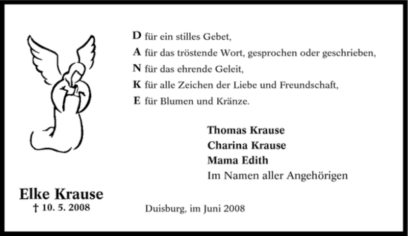  Traueranzeige für Elke Krause vom 04.06.2008 aus Tageszeitung