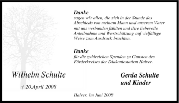 Traueranzeige von Wilhelm Schulte von Tageszeitung