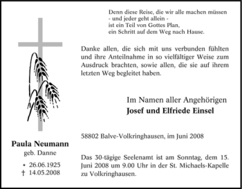 Traueranzeige von Paula Neumann von Tageszeitung