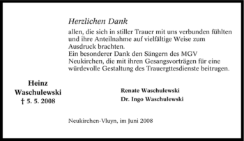 Traueranzeige von Heinz Waschulewski von Tageszeitung