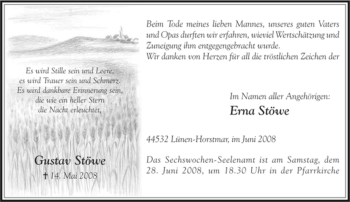 Traueranzeige von Gustav Stöwe von Tageszeitung