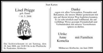 Traueranzeige von Lisel Prigge von Tageszeitung