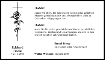 Traueranzeige von Eckhard Friese von Tageszeitung