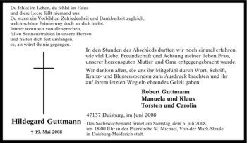 Traueranzeige von Hildegard Guttmann von Tageszeitung