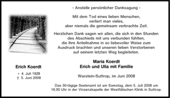 Traueranzeige von Erich Koerdt von Tageszeitung