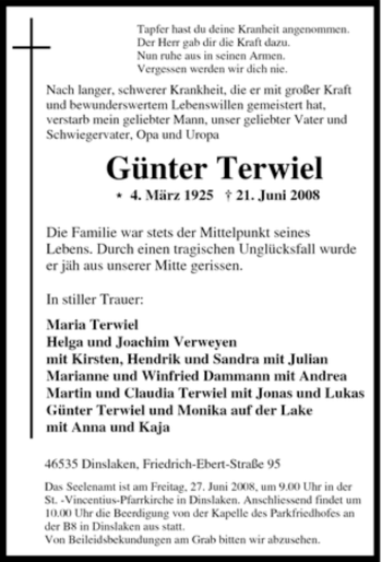 Traueranzeige von Günter Terwiel von Tageszeitung