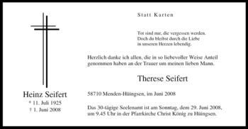 Traueranzeige von Heinz Seifert von Tageszeitung