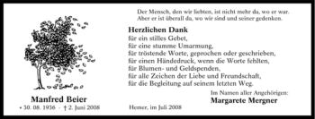 Traueranzeige von Manfred Beier von Tageszeitung