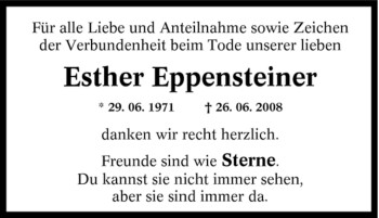 Traueranzeige von Esther Eppensteiner von Tageszeitung