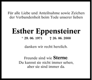 Traueranzeige von Esther Eppensteiner von Tageszeitung