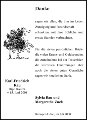 Traueranzeige von Karl-Friedrich Rau von Tageszeitung