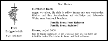Traueranzeige von Fritz Bröggelwirth von Tageszeitung