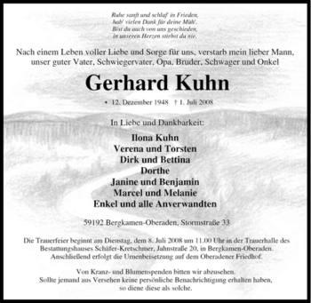 Traueranzeige von Gerhard Kuhn von Tageszeitung