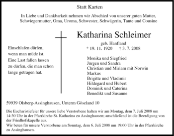 Traueranzeige von Katharina Schleimer von Tageszeitung