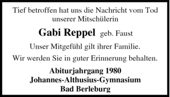 Traueranzeige von Gabi Reppel von Tageszeitung