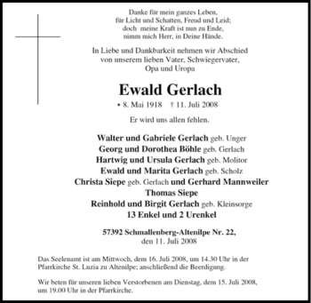Traueranzeige von Ewald Gerlach von Tageszeitung