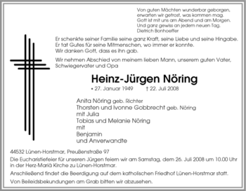 Traueranzeige von Heinz-Jürgen Nöring von Tageszeitung