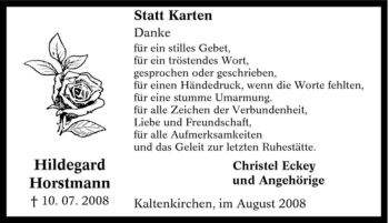 Traueranzeige von Hildegard Horstmann von Tageszeitung