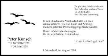 Traueranzeige von Peter Kunsch von Tageszeitung