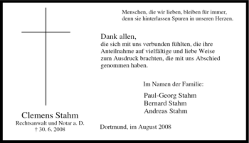Traueranzeige von Clemens Stahm von Tageszeitung