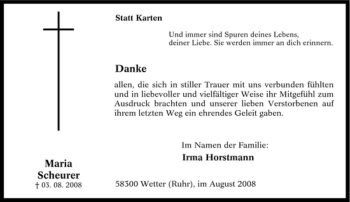 Traueranzeige von Maria Scheurer von Tageszeitung