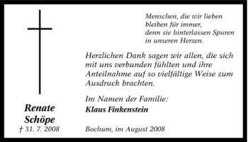 Traueranzeige von Renate Schöpe von Tageszeitung