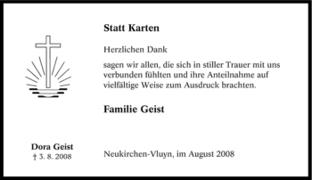 Traueranzeige von Dora Geist von Tageszeitung