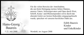 Traueranzeige von Hans-Georg Baureis von Tageszeitung