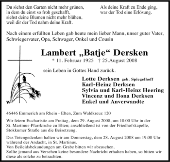 Traueranzeige von Lambert 