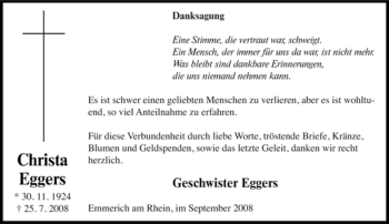Traueranzeige von Christa Eggers von Tageszeitung