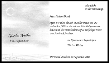 Traueranzeige von Gisela Weihe von Tageszeitung